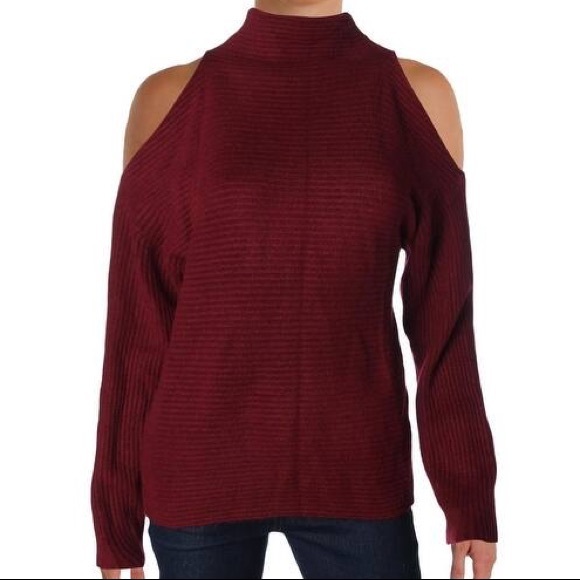 Oliviaceous cold shoulder turtleneck rib sweater - Picture 5 of 5
